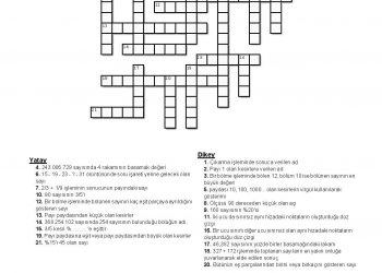 5.Sınıf Matematik Çapraz Kelime Bulmaca