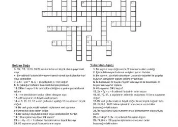 6.Sınıf Matematik Çapraz Kelime Bulmaca