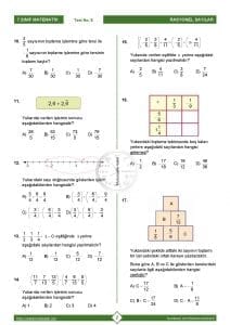7.Sınıf Rasyonel Sayılarla Toplama ve Çıkarma İşlemi Testi