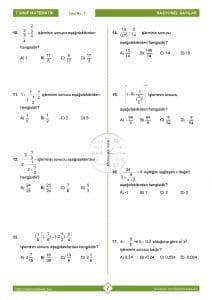 7.Sınıf Rasyonel Sayılarla Çok Adımlı İşlemler Testi