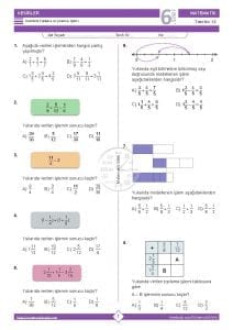 6. Sınıf Kesirlerle Toplama ve Çıkarma İşlemi Testi