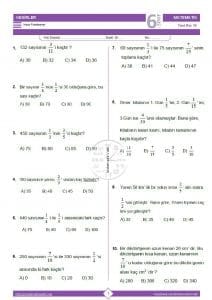 6.Sınıf Kesir Problemleri Testi