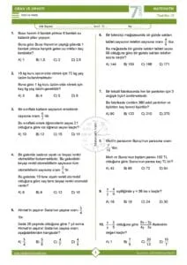 7.Sınıf Oran ve Orantı Testi