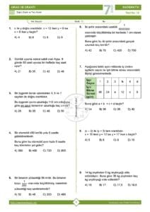 7.Sınıf Doğru ve Ters Orantı Testi