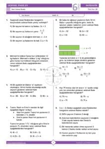6.Sınıf Cebirsel İfadeler Testi