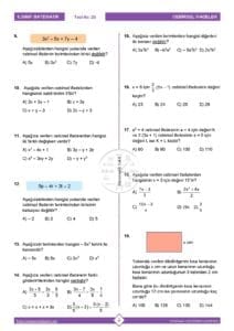 6.Sınıf Cebirsel İfadeler Testi