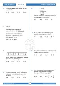 8.Sınıf Doğrusal Denklemler ve Grafikleri Testi