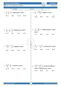 8.Sınıf Rasyonel Denklemler Testi