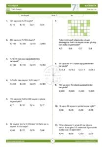 7.Sınıf Yüzdeler Testi
