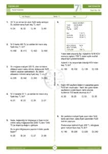 7.Sınıf Yüzde Problemleri Testi