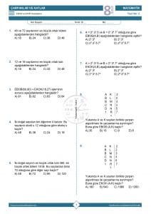 8.Sınıf EBOB - EKOK Testi
