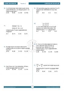 8.Sınıf EBOB - EKOK Testi