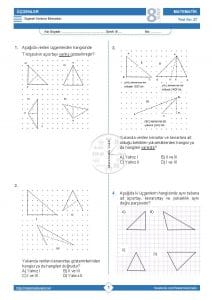 8.Sınıf Üçgenin Yardımcı Elemanları Testi