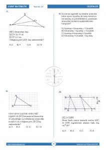 8.Sınıf Üçgenin Yardımcı Elemanları Testi