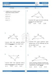 8.Sınıf Üçgen Eşitsizliği Testi
