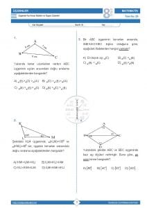 8.Sınıf Üçgende Açı Kenar Bağıntıları Testi