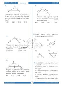 8.Sınıf Üçgende Açı Kenar Bağıntıları Testi