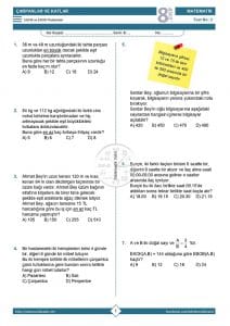 8.Sınıf EBOB - EKOK Problemleri Testi
