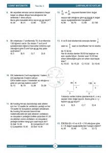 8.Sınıf EBOB - EKOK Problemleri Testi