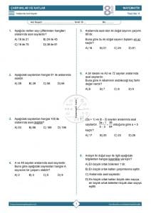8.Sınıf Aralarında Asal Sayılar Testi
