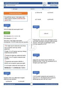 8.Sınıf Aralarında Asal Sayılar Çalışma Kağıdı