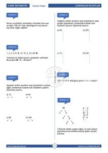 8.Sınıf Çarpanlar ve Katlar Çalışma Kağıdı