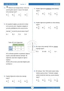 8.Sınıf Basit Olayların Olma Olasılığı Testi