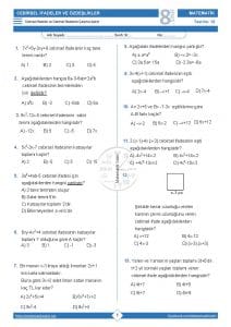 8.Sınıf Cebirsel İfadeler Testi
