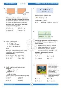 8.Sınıf Çarpanlara Ayırma Testi