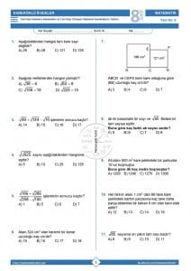 8.Sınıf Kareköklü İfadeler Testi