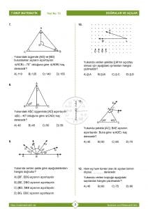 7.Sınıf Doğrular ve Açılar Testi 1