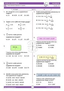 6. Sınıf Ondalık Gösterim Testi