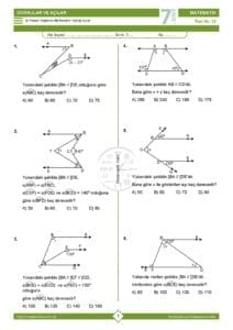 7.Sınıf Doğrular ve Açılar Testi 3