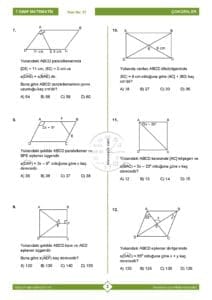 7.Sınıf Dörtgenler Ve Dörtgende Açılar Testi 2