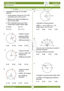 7.Sınıf Çemberde Açılar Testi