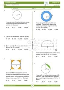 7.Sınıf Dairenin Alanı Testi