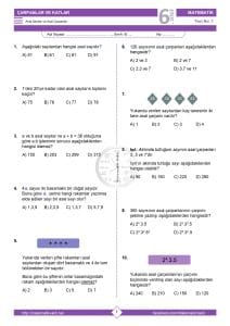 6.Sınıf Asal Sayılar ve Asal Çarpanlar Testi