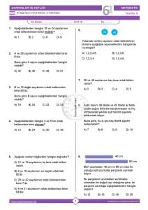 6.Sınıf Ortak Bölen Ortak Kat Testi