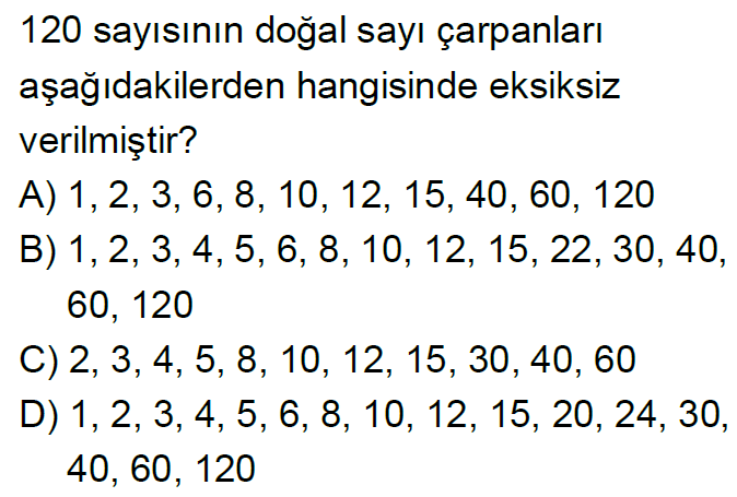 8.Sınıf Çarpanlar ve Katlar Online Test