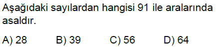 8.Sınıf Aralarında Asal Sayılar Online Test