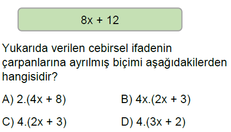 8.Sınıf Çarpanlara Ayırma Online Test