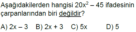 8.Sınıf Çarpanlara Ayırma Online Test