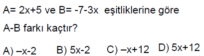 8.Sınıf Cebirsel İfadeler Online Test