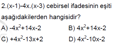 8.Sınıf Cebirsel İfadeler Online Test