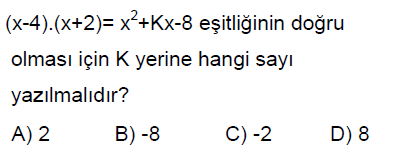 8.Sınıf Cebirsel İfadeler Online Test