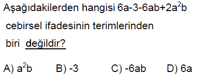 8.Sınıf Cebirsel İfadeler Online Test