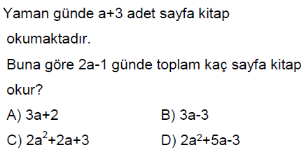 8.Sınıf Cebirsel İfadeler Online Test