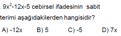 8.Sınıf Cebirsel İfadeler Online Test