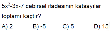 8.Sınıf Cebirsel İfadeler Online Test