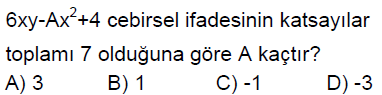 8.Sınıf Cebirsel İfadeler Online Test